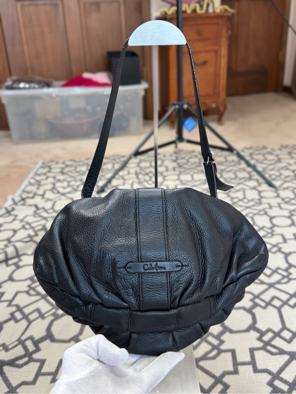 Cole Haan Luna Flap Pebble Leather Y2K Crescent Shoulder Bag - Picture 5 of 16